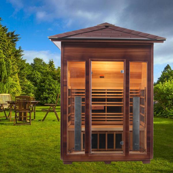 Canadian Hemlock Wooden 3 Person Outdoor Dry Sauna With Windows