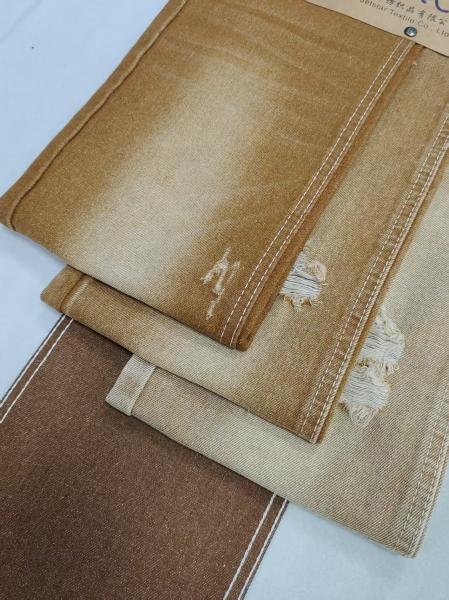 Tejido denim estilo sarga derecha color CAQUI, tejido con construcción 10*7, para vaqueros