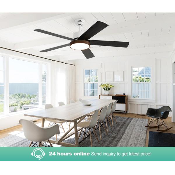 Ventilador de teto LED de controle inteligente com lâmina de MDF de 52 polegadas e potência de motor de 35/60W