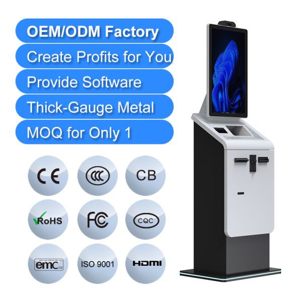 Touch Screen Self-Service Payment Kiosk Floor Stand Cash Recycle Currency Exchange Receipt Printer Kiosk Terminal Machine