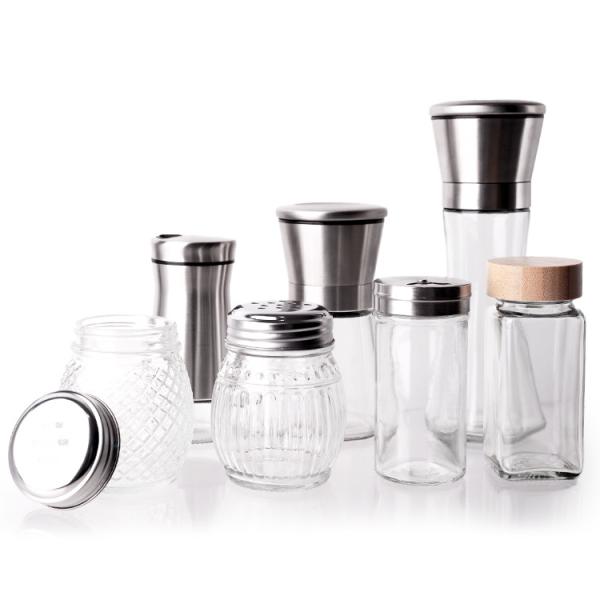 Fabricante Recipiente de armazenamento de alimentos Recipiente de cozinha 4 oz frascos de especiarias de vidro com tampa