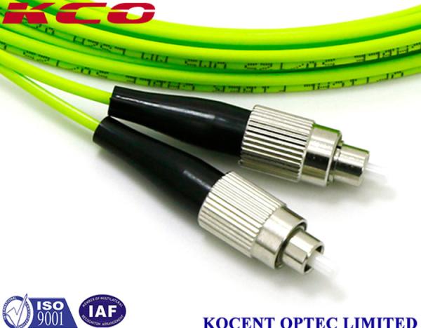 De PVC multimodo de fibra ótica do verde-lima do cabo 100G da ligação em ponte do cabo do remendo de FC-FC OM5 50/125