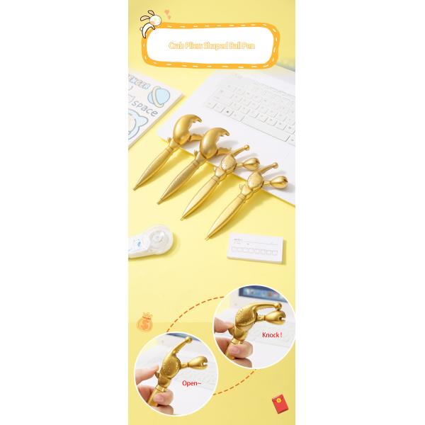 Pinzas de cangrejo Mini bolígrafo creativo de oro de madera de pescado 0.7mm bolígrafo