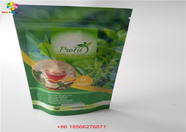 Matcha Tea Stand Up Zipper Pouch Laminated Material Aluminum Foil Recycle Kraft Paper
