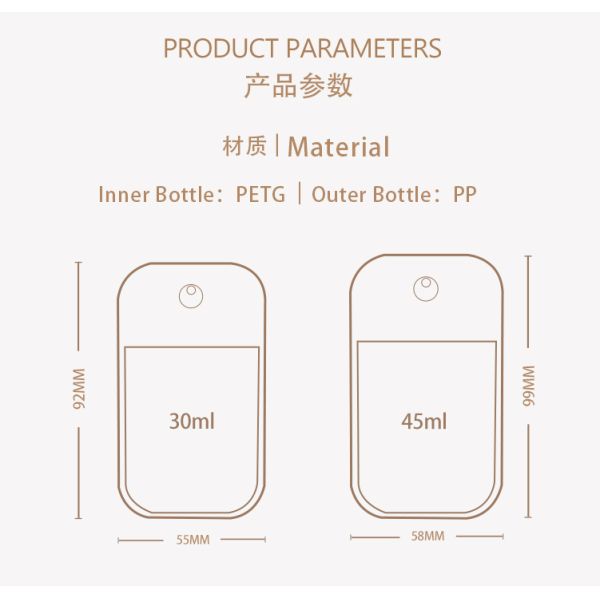 Custom Pocket Size 30ml 45ml Flat Plastic Empty Perfume Bottle Credit Card Size with Pump Sprayer for Face Masks