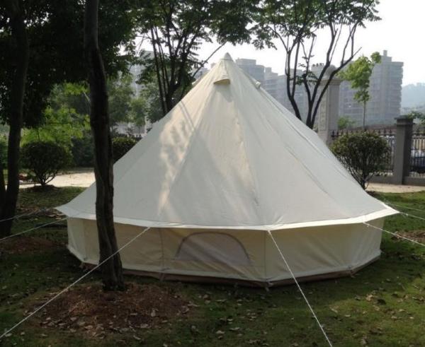 Single Layers White Outdoor Canvas Tent / Cotton Bell Tent For Hiking Equipment