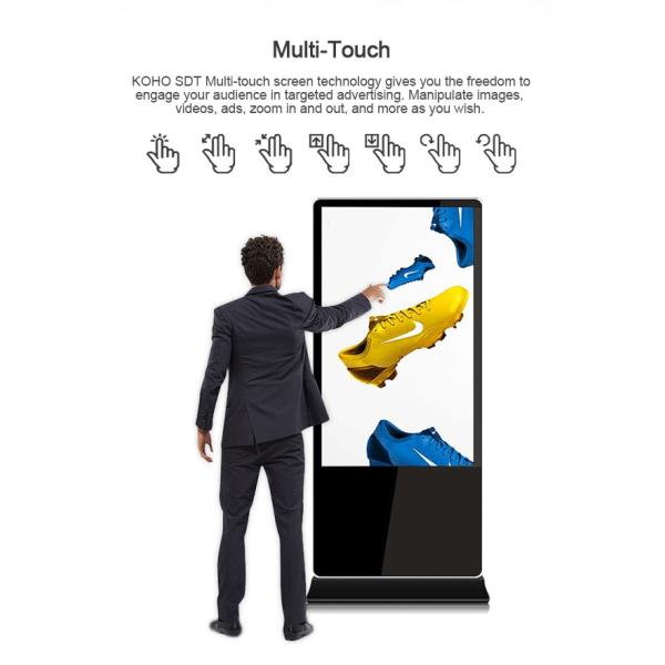 Multitouch Floor Standing Digital Signage Advertising Display 240V