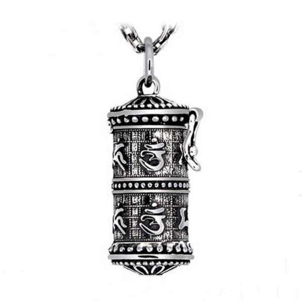 925 Silver Retro The Six Syllable Mantra Kwu Box Pendant Necklace for Women Men(SY11119)