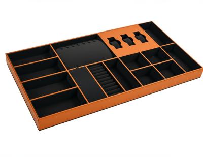 Cable de organizador de joyas de lujo YG-H024 - MDF modular e inserto de cuero para anillos, collares y relojes