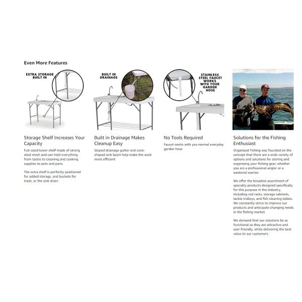 Convenient Outdoor Camping Folding Fish Fillet Table with Sink and Alumium Frame