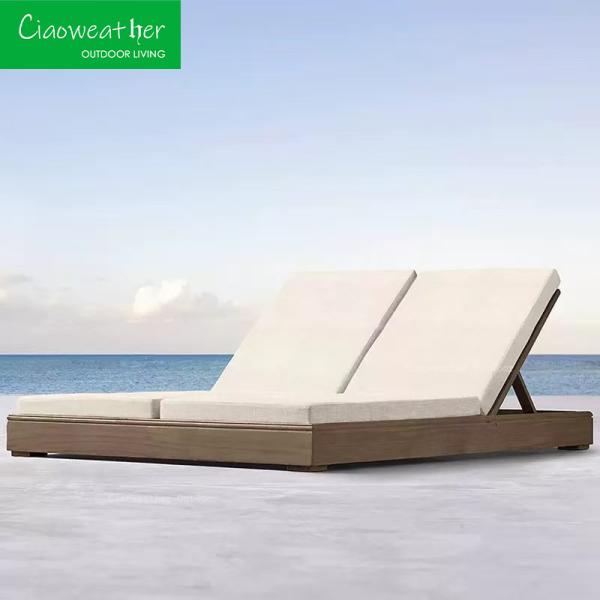 Modern Outdoor Furniture Beach Wood Sun Lounger Perfect for Hotel Patio Pool Chaise Lounge