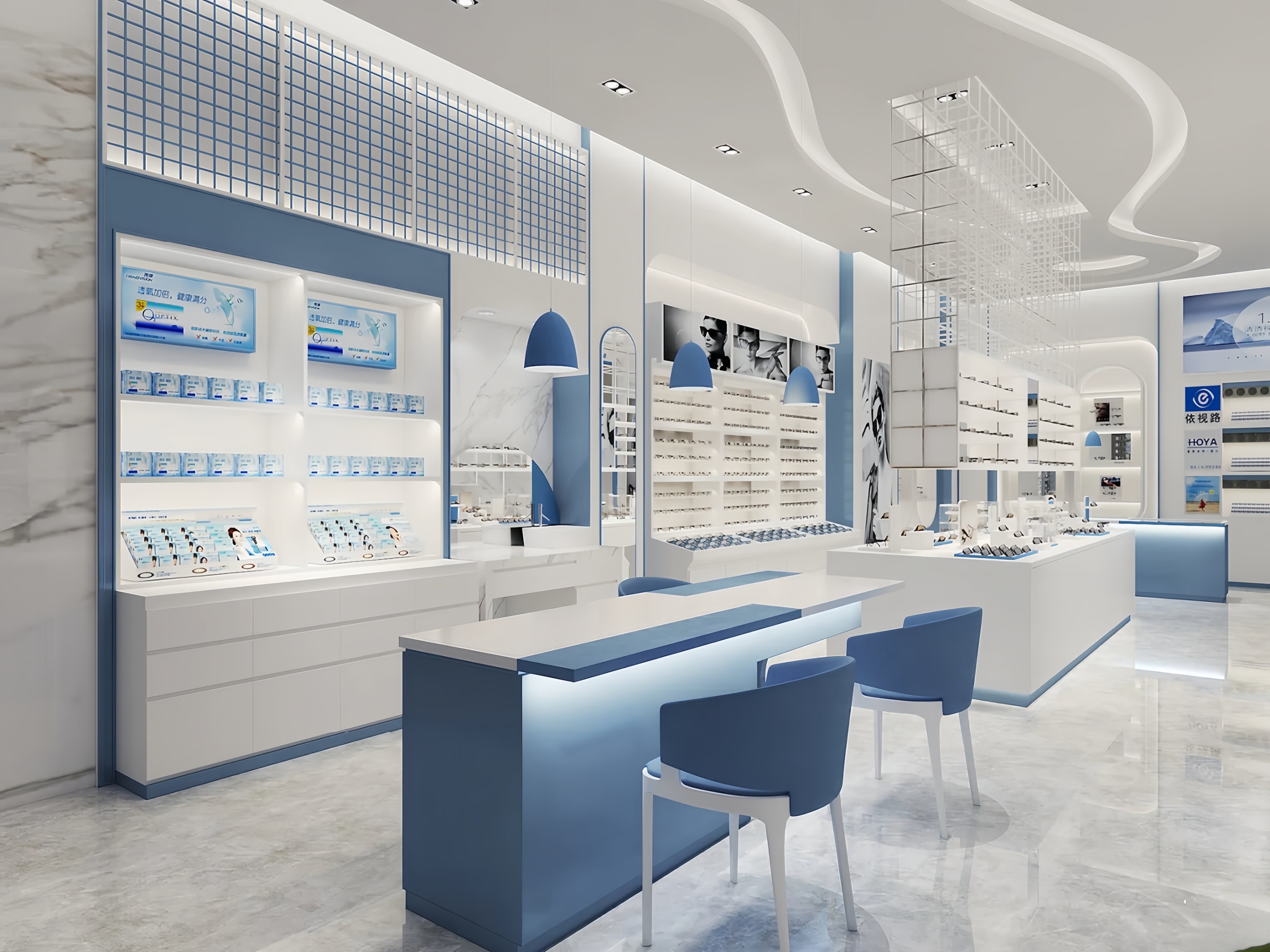Modern Optical Display Cabinet LED Lighting Heavy Duty Eco-Friendly Design Free 3D Design for Sunglasses Eyeglasses Retail