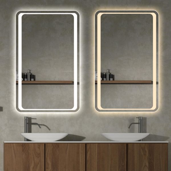 Hardwired Bathroom Mirror With LED Light , Illuminated Lighted Bathroom Vanity Mirror