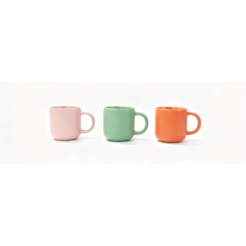 6 Pack Speckled Matte Pastel Ceramic Mugs, Short Wide Belly Solid Color Coffee Cups, Modern Neutral Multi-Color Mug Set for Kitchen & Family Housewarming Gift