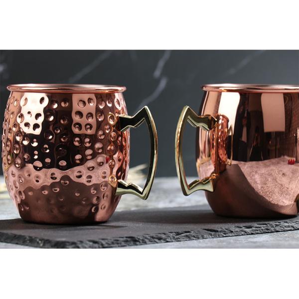 Factory Custom 65ml  Moscow mule rose gold finished with handles stainless steel mug