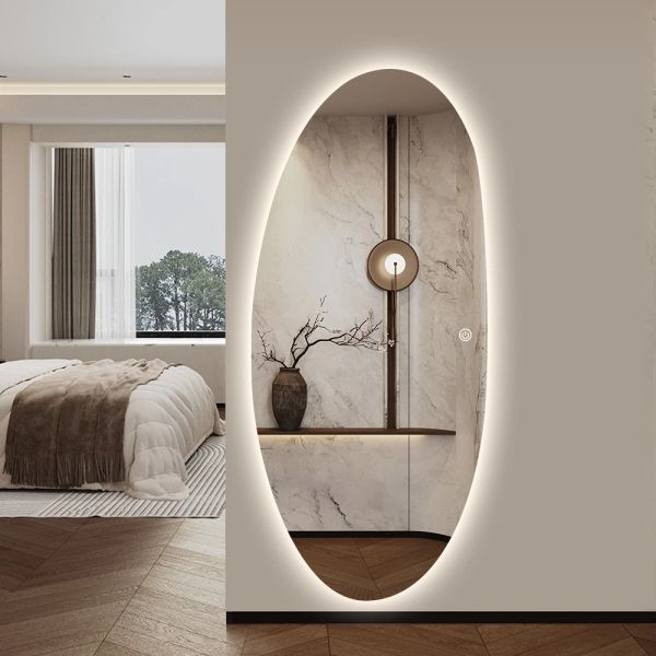 Minimalist Frameless Commercial Mirrors Irregular LED Mirror For Hotel Bathroom Bedroom Dressing Room