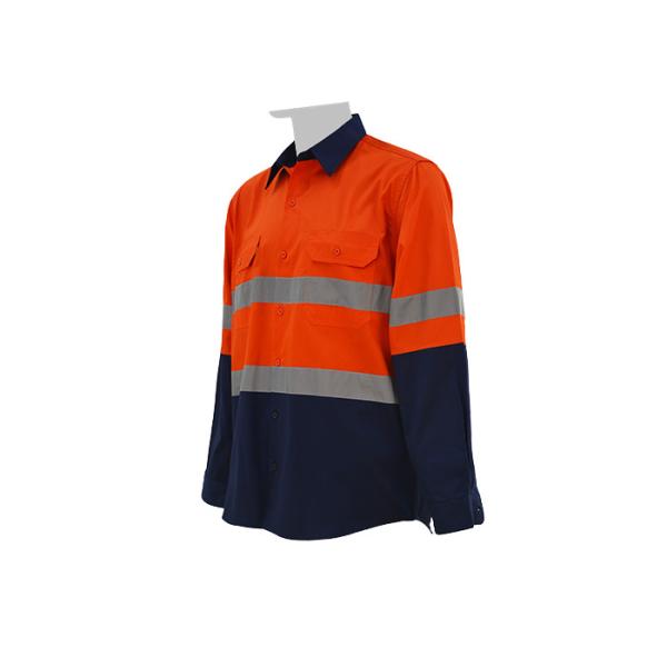 Contrast Colors Hi Vis Waterproof Workwear , Comfortable Safety Work Shirts