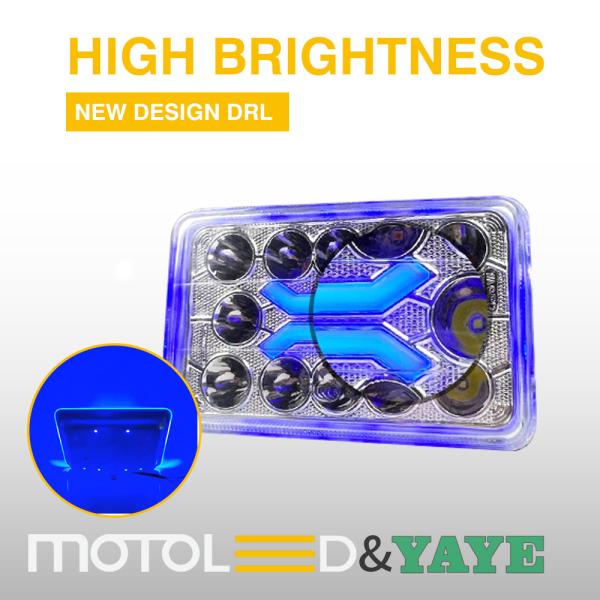 DC12V Cg125 125cc Double couleur Blanc Amber Glass Lampshade phares LED 4x6 pouces