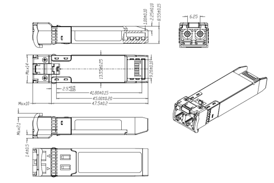 приемопередатчики 300m 850nm CISCO совместимые для SFP-10G-SR