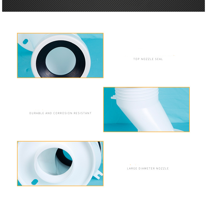 White Toilet Accessory Wall Drain Pipe, Sewage Pipe, Conversion Connector Universal Adapter Wall Trunking