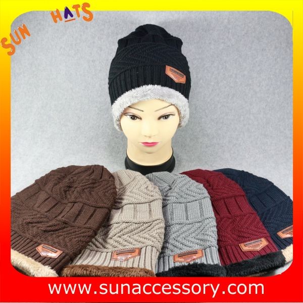 AK17018 Sun Accessory advertising  winter knitted beanie hats for mens,Logo can be added