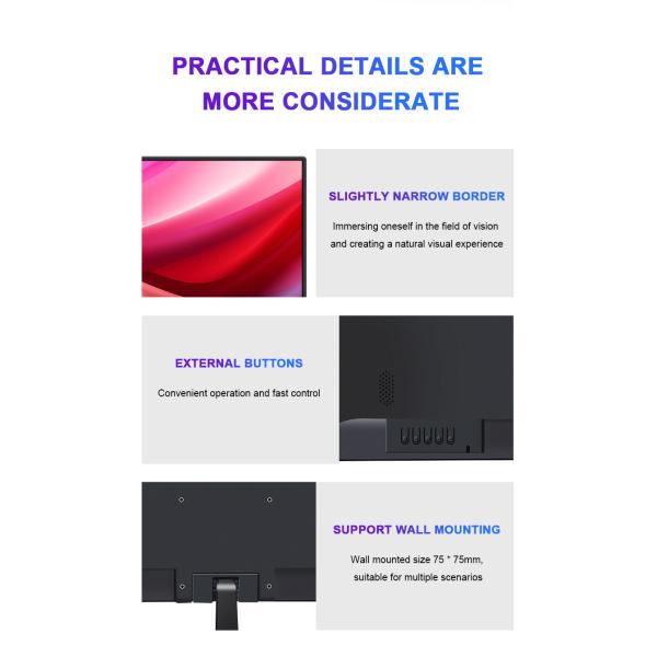 HD 19.5 Inch Office Monitor 60Hz 75Hz 100Hz CCTV System Audio Function Fixed Bracket