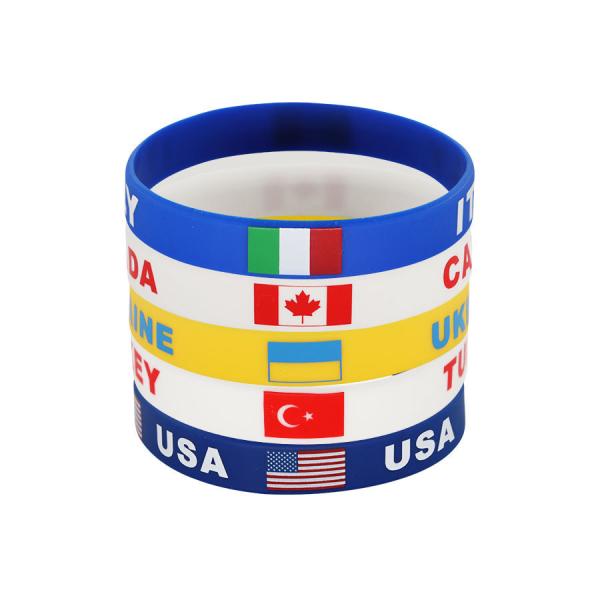 Custom Dia Nacional Pulseira de silicone FootBall Copa do Mundo bandeira nacional borracha Reino Unido EUA bandeira de país pulseira
