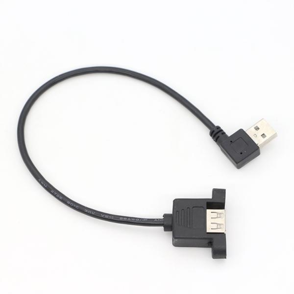 Bloqueo de tornillo con ángulo recto de 90 grados Tipo A de panel masculino a femenino Montaje de cable de extensión USB