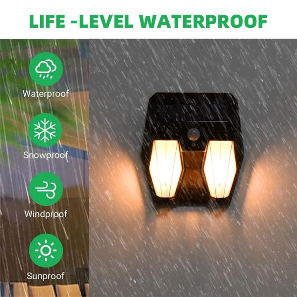 50000 Hours Lifespan Outdoor Solar Wall Light with Motion Sensor and LED Light Source