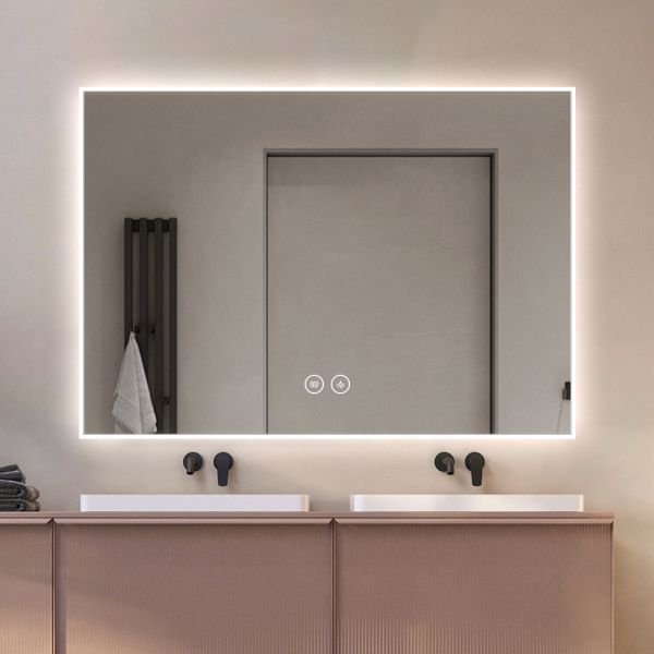 Acrylic Frame Smart Touch LED Demister Mirror , Bathroom Mirror With Lights And Demister