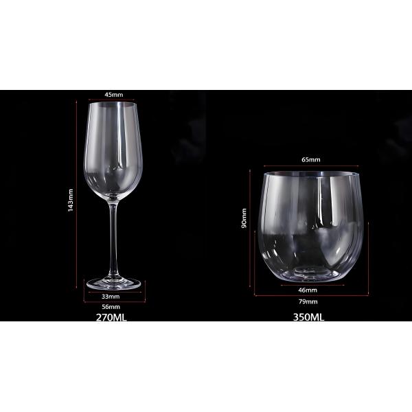 Clear Plastic Wine Cup 12Oz Unbreakable & Crystal Plastic Stemless Champagne Glasses for Parties Weddings