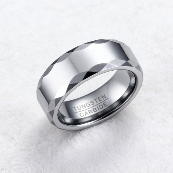 Silver Plated Wear Resistant Non-fading Tungsten Ring for Men and Women Wedding Band