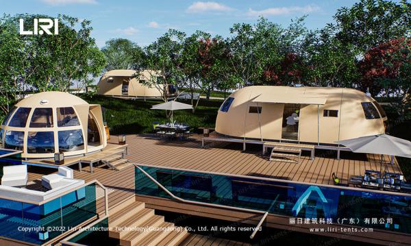Panorama Dome Luxury Glamping Tent 6x8m Wooden Structure For Exhibition