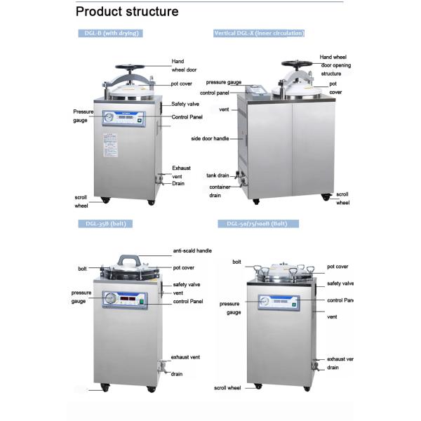 Liquid Crystal Digital Display Vertical Sterilizer Pre Vacuum Disinfection Cabinet