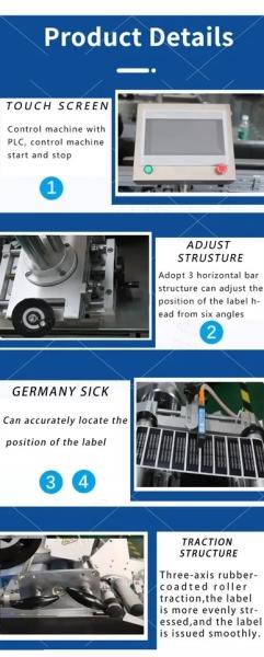Máquina de rotulagem de garrafas de vidro quadradas semiautomática com comprimento de rotulagem ajustável