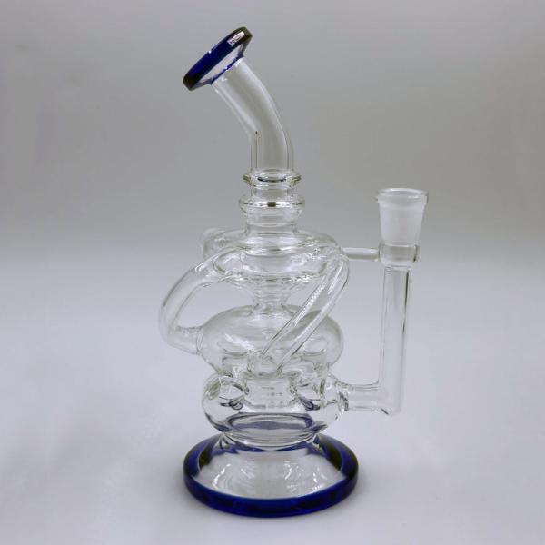 Thick Glass Water Pipe Bubbler Blue Bong Dab Rig 14mm Joint