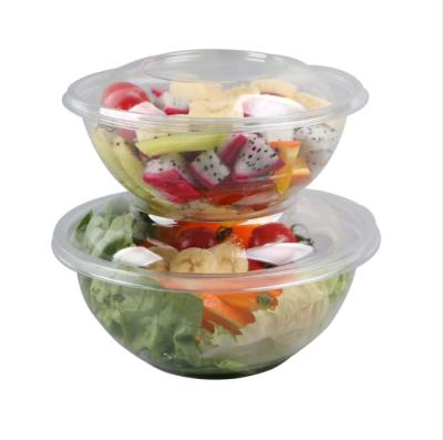 24Oz Disposal Bowl With Lids For Food Customized Plastic Disposable Bowl With Lid Clear Container Salad Bowl