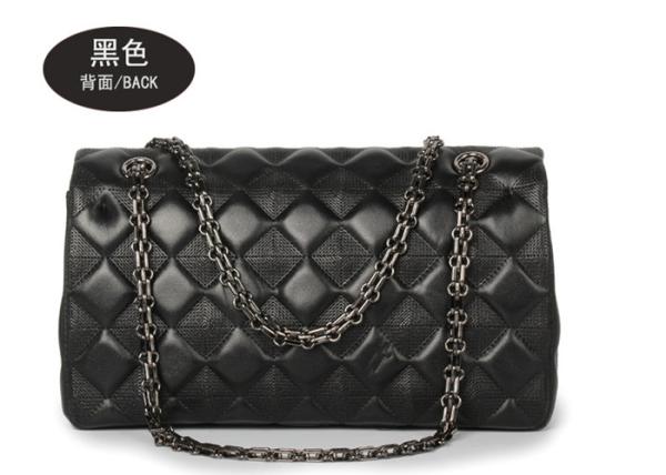 Sheepskin Womens Shoulder Handbags , Single Shoulder Chain Bag With Rhombus Embossed