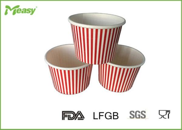 150ml Red Stripe Ice Cream Paper Cups For Children Party , SGS LFGB certification
