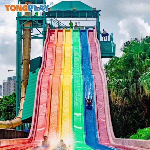 Water Playground Amusement Play Rainbow High Speed Slide Fiberglass Water Park Slides for Sale