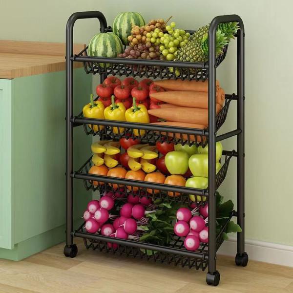 5 Tier Non-folding Rack Kitchen Storage Organizer with Stable Rotating Rolling Design