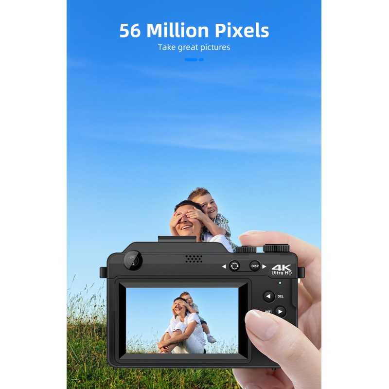 4K Vlog Photo Digital Camera Camcorder 56MP 3'' IPS Screen WiFi Digital Camera Recorder for YouTube Vlogging