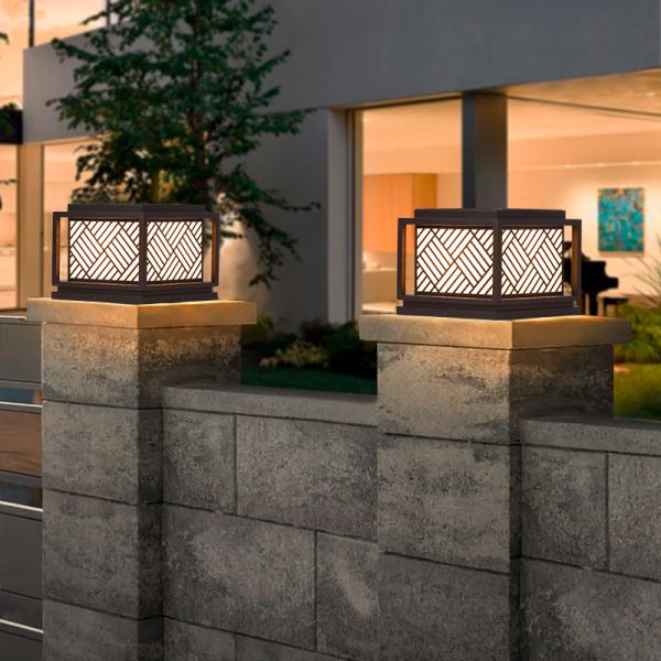 Solar Outdoor Pillar Lights Vintage Street Lights for Garden Lawn LED Light Source
