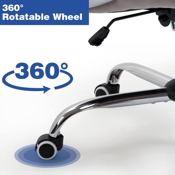 Home Office Computer Desk Task Chair with Wheels Mid-Back Adjustable Swivel Metal Type