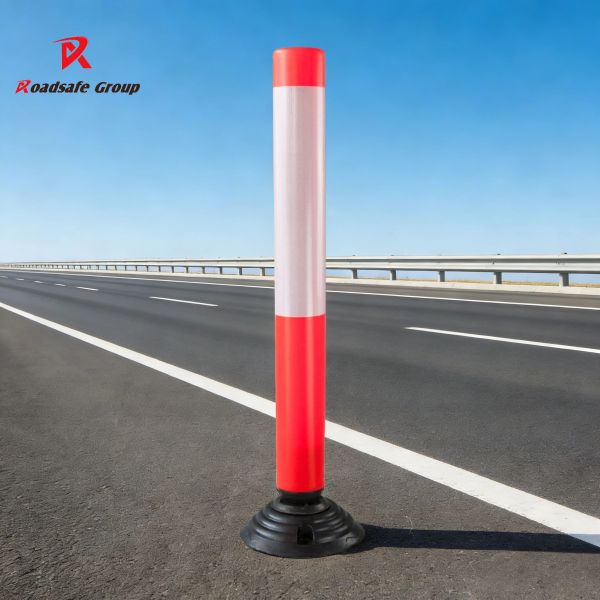 Delineators Barriers 100cm Tubular Black Base Traffic Delineator Warning Road Barrier Warning Post for Car parking place and construction