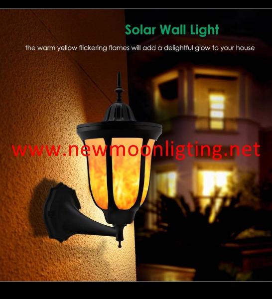 Solar Lights Flickering Flames Wall Lights 96 LED Solar Wall Lights Outdoor Dancing Flame Light Wireless Waterproof Wall