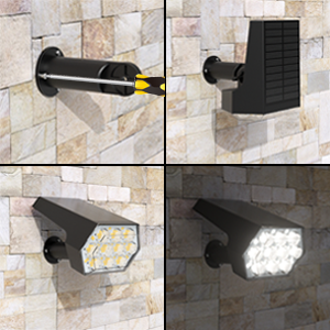 Solar Landscape Spotlights 92 LEDs,IP65 Waterproof 2-in-1 Wireless Outdoor Solar Powered Wall Lights