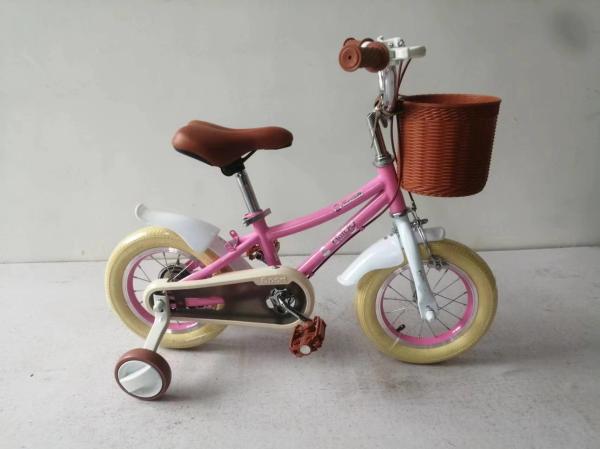 Bicicleta infantil de 12 polegadas com cesto e freio, bicicleta verde para crianças
