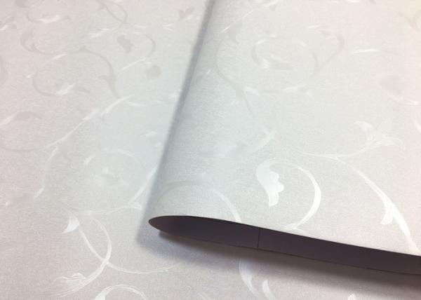 Embossed  PVC Self Adhesive Wallpaper , White Color 60cm * 50m Per Roll