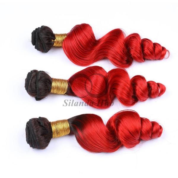 #T1B/Red Loose Wave Remy Human Hair Bundles Sew In Weave Bundles Brazilian Bundle Deals